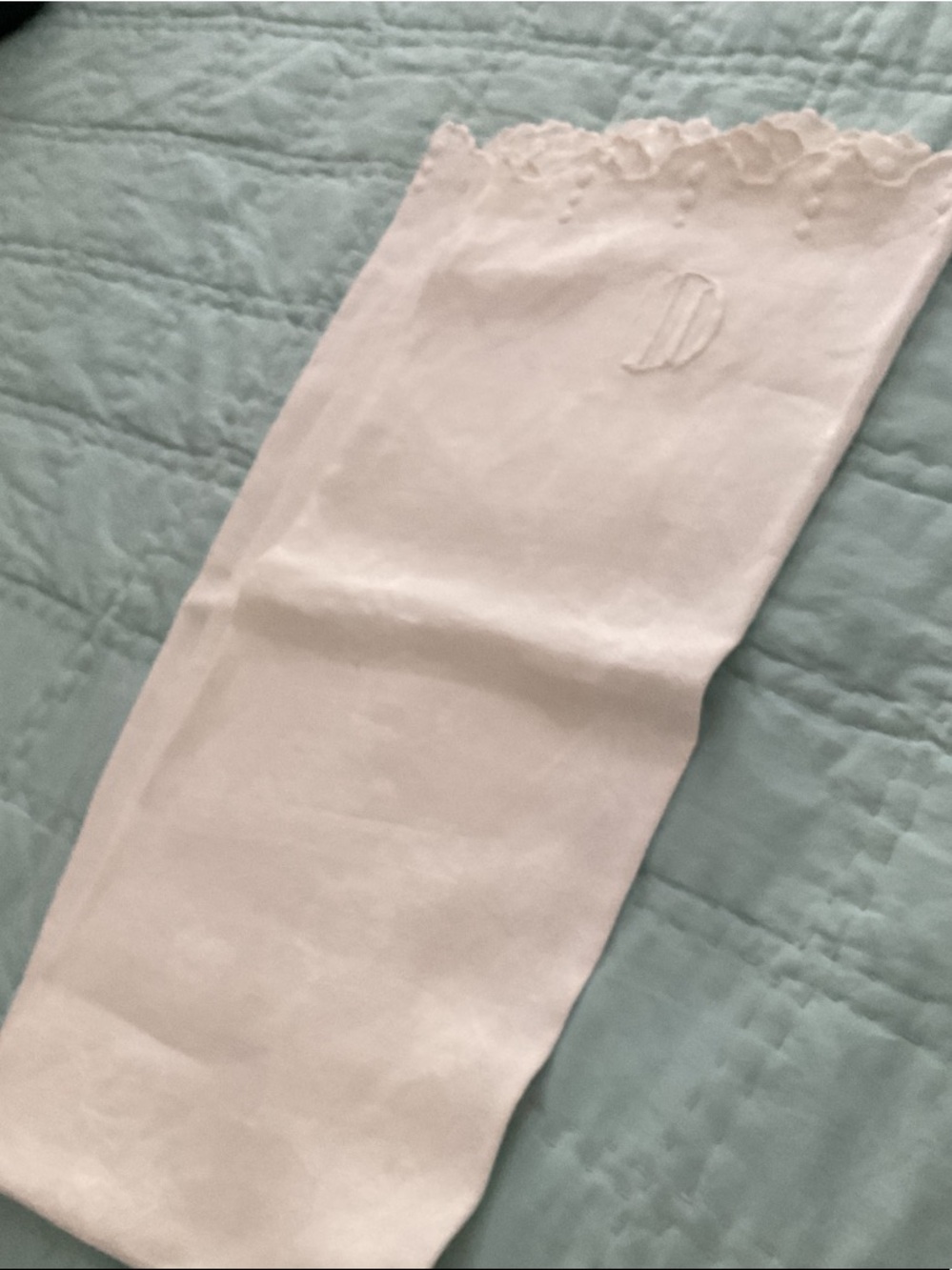 Linen table runner - monogram D